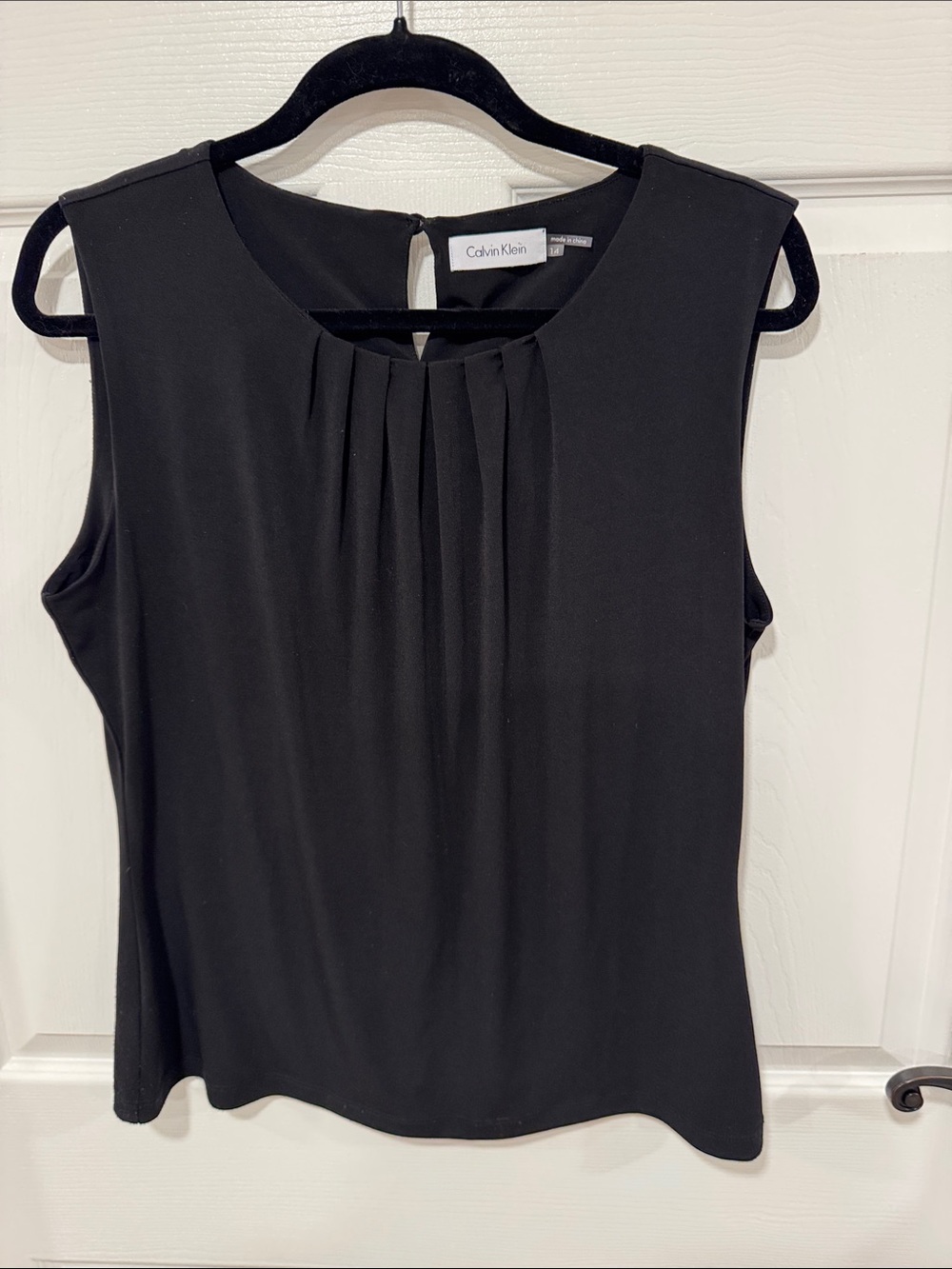 Calvin Klein Black Pleated Front Sleeveless Camisole